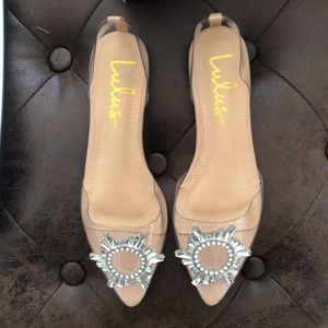 Myral light nude rhinestone pointed toe flats